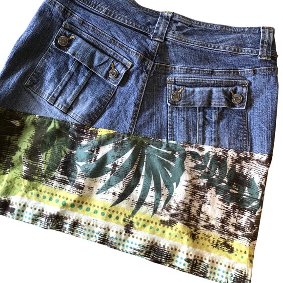 Reworked Denim Mini Skirt, Size 6 (Junior): Upcycled Handmade Boho Jean Skirt - Picture 8 of 11